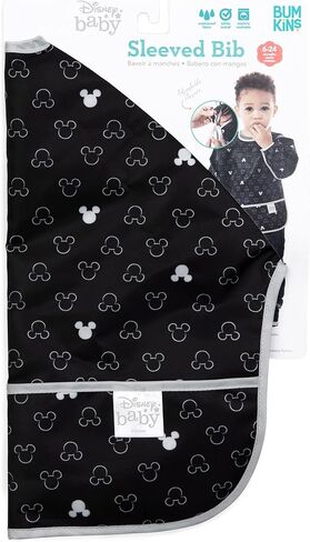 Bumkins Sleeved Bib for Girl or Boy, Baby and Toddler for 6-24 Mos, Essential Must Have for Eating, Feeding, Baby Led Weaning Supplies, Long Sleeve Mess Saving Food Catcher, Soft Fabric, Sand Check in Kuwait