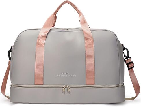 Sports Travel Duffel Bag for Women,Light Gym Bag with Shoe Compartment,Large Capacity Weekender Overnight with Wet Pocket for Lady Travel, Gym, Yoga （Beige） in Saudi Arabia