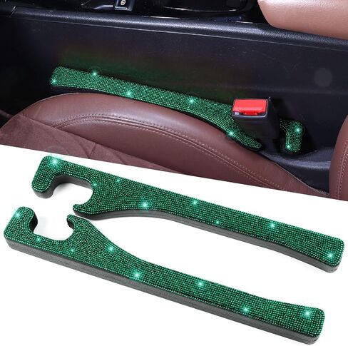Bling Car Seat Gap Filler, 2 Pack Universal Fit for Car SUV Truck Handmade Crystal Rhinestone Diamond Car Gap Filler Bling Car Accessories for Women(Silver) in Kuwait