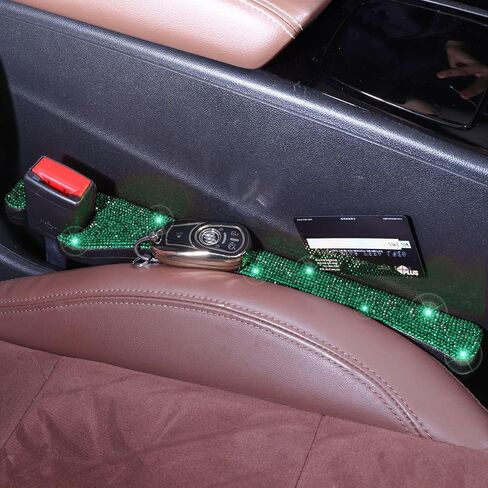 Bling Car Seat Gap Filler, 2 Pack Universal Fit for Car SUV Truck Handmade Crystal Rhinestone Diamond Car Gap Filler Bling Car Accessories for Women(Silver) in Kuwait