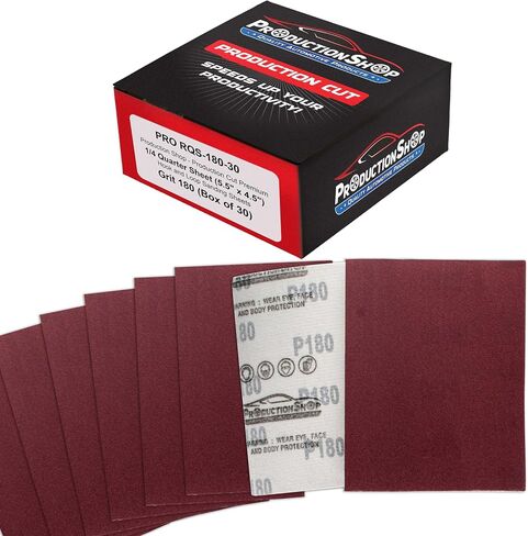 Premium Red 180 Grit 1/4 Sheet Size Red Sanding Sheets, Box of 30 - Hook & Loop Backing Sandpaper, Medium-Cut Abrasive - Fits Palm Sanders, Hand Sanding Blocks - Woodworking, Auto Paint in Kuwait