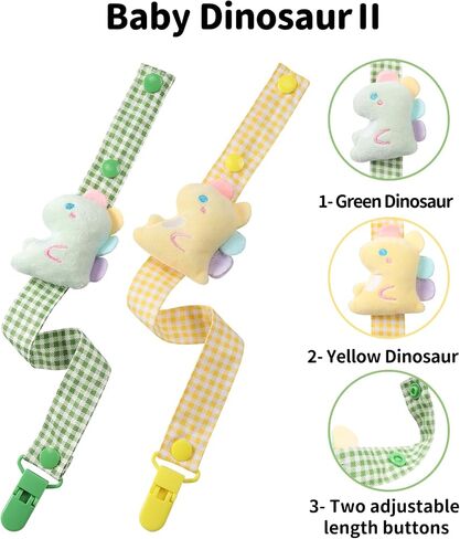 CutiePlusU Adult Pacifier Clip Adult Size Pacifier Holder Clip 4 Pack- Dinosaur Baby in Saudi Arabia