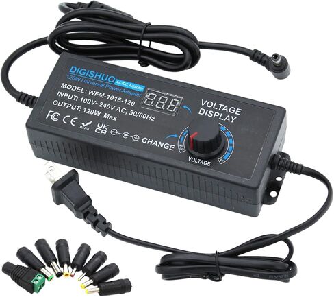 DIGISHUO 72W Power Supply Adjustable DC 3V ~ 24V 3A Variable Universal Switching AC/DC Adapter 100V-240V AC to DC Converter with LED Voltage Display and 8 Tips, for Household Electronics (3~24V 72W) in Saudi Arabia