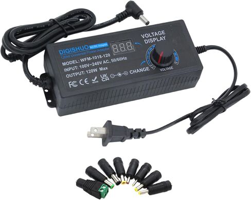 DIGISHUO 72W Power Supply Adjustable DC 3V ~ 24V 3A Variable Universal Switching AC/DC Adapter 100V-240V AC to DC Converter with LED Voltage Display and 8 Tips, for Household Electronics (3~24V 72W) in Saudi Arabia