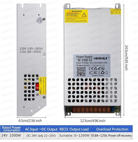 MEISHILE 24V 62.5A 1500W تحويل التيار الكهربائي محول AC إلى DC محول محول لمصباح ضوء شريط السائق LED، مكبر للصوت، آلة، 120V 110V إلى 24Volt 5A 10A 15A 20A 25A 30A 40A 50Amp in Kuwait