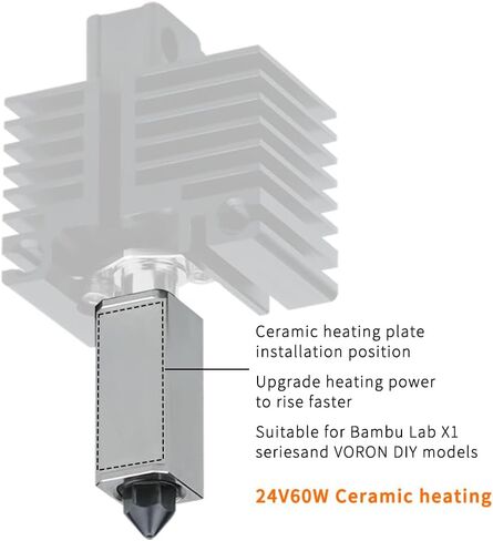 High Temperature Upgraded Hotend with Plated Copper Heater Block Titanium Heatbreak, Extra Hardened Steel Nozzle Compatible with BB X1 Carbon X1-C P1P 3D Printer (Hotendset 1) in Saudi Arabia