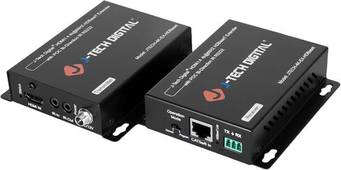 4K 120Hz HDMI Ethernet Extender Over Single Cat6A/7 Ethernet Cable Up to 120ft. Supports Bi-Directional IR HDMI 2.0 HDCP 2.3 EDID Bypass Digital Audio Formats by J-Tech Digital [JTECH-4K120EX] in Saudi Arabia