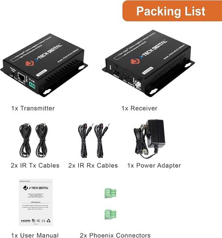 4K 120Hz HDMI Ethernet Extender Over Single Cat6A/7 Ethernet Cable Up to 120ft. Supports Bi-Directional IR HDMI 2.0 HDCP 2.3 EDID Bypass Digital Audio Formats by J-Tech Digital [JTECH-4K120EX] in Saudi Arabia