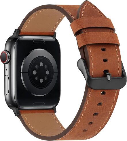 Compatible with Apple Watch Band 49mm 45mm 44mm 42mm 41mm 40mm 38mm Genuine Leather Wristband Replacement Band for iWatch Ultra SE Series 9 8 7 6 5 4 3 2 1 (42/44/45/49, Starlight) in Kuwait