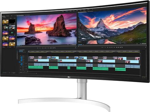 LG 38WN95C-W 38 بوصة منحنية فائقة العرض QHD+ 3840x1600 NVIDIA G-SYNC متوافقة مع معدل تحديث Nano IPS 144 هرتز ووقت استجابة 1 مللي ثانية للألعاب مع اتصال Thunderbolt 3 (متجدد) in Kuwait