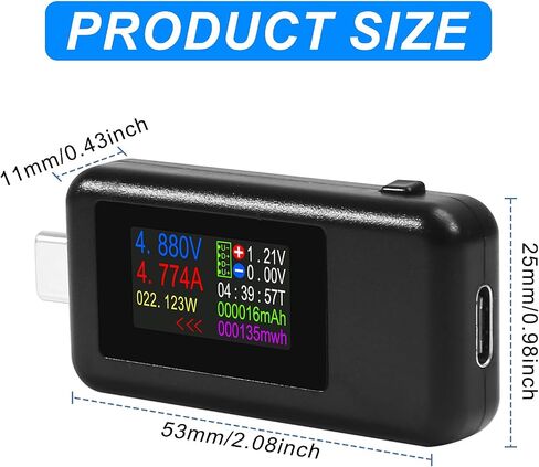 Type-C USB C Voltage Current Tester Power Meter USB Multimeter Ammeter Voltmeter 0-5A 4-30V USB Multi-Function Tester Display Capacity Voltage Current Fast Charge Detector(White) in Saudi Arabia