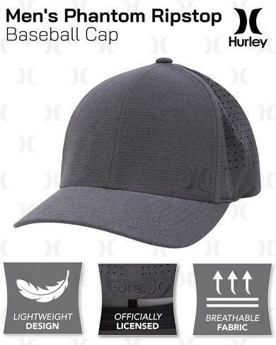 Hurley Men's Phantom Ripstop Curved Bill Baseball Cap, Khaki/Black, S-M in Saudi Arabia
