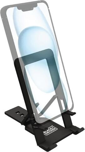 BLACK+DECKER Phone Stand for Desk - Folding Cell Phone Stand Holder - Adjustable and Portable, Folds Down Flat - for Office, Gaming, Bed, Travel - Phone Kickstand Compatible with iPhone in Saudi Arabia