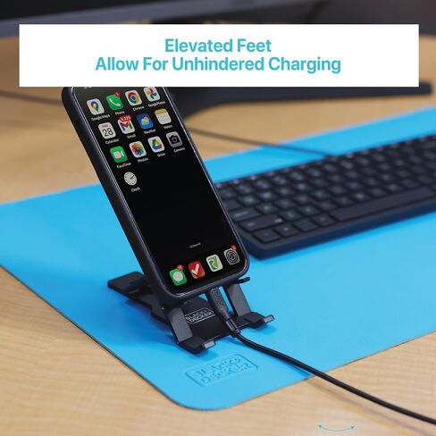 BLACK+DECKER Phone Stand for Desk - Folding Cell Phone Stand Holder - Adjustable and Portable, Folds Down Flat - for Office, Gaming, Bed, Travel - Phone Kickstand Compatible with iPhone in Saudi Arabia