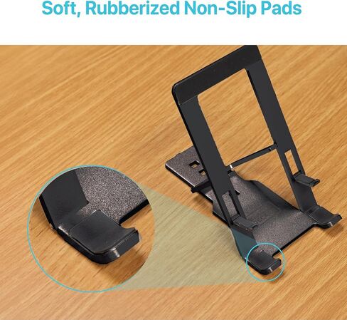 BLACK+DECKER Phone Stand for Desk - Folding Cell Phone Stand Holder - Adjustable and Portable, Folds Down Flat - for Office, Gaming, Bed, Travel - Phone Kickstand Compatible with iPhone in Saudi Arabia