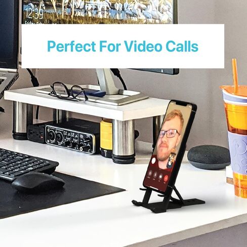 BLACK+DECKER Phone Stand for Desk - Folding Cell Phone Stand Holder - Adjustable and Portable, Folds Down Flat - for Office, Gaming, Bed, Travel - Phone Kickstand Compatible with iPhone in Saudi Arabia