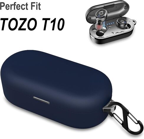 Geiomoo Silicone Carrying Case Compatible with TOZO T10, Portable Scratch Shock Resistant Cover with Carabiner (Navy Blue) in Saudi Arabia