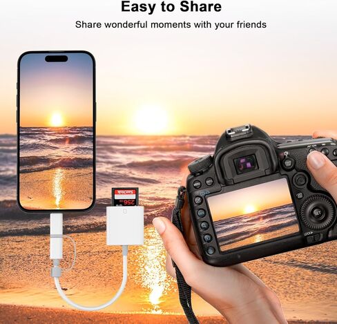 قارئ بطاقة SD لجهاز iPhone iPad، موصل USB C مزدوج وموصل Lightning قارئ بطاقة ذاكرة Micro SD، 2 في 1 محول قارئ بطاقة SD/TF عارض كاميرا Trail لهاتف iPhone 16 15 14 13 12 11 Pro Max XS XR X 8 7 iPad in Kuwait