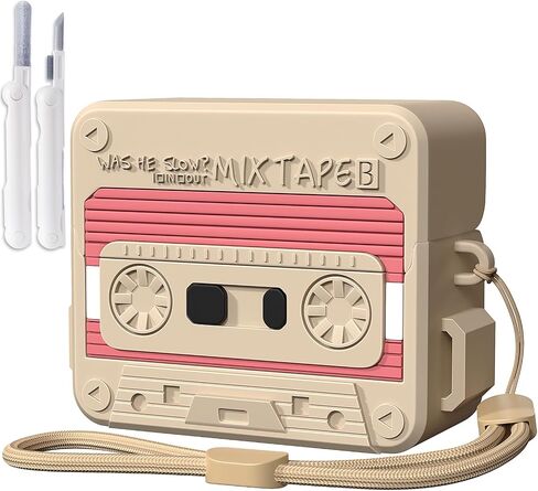 Cassette Tape Case Compatible with Samsung Galaxy Buds 3/Galaxy Buds 3 Pro,360°Full Protection,Soft Silicone Skin Shock-Absorbing for Women Men with Cleaner Kit/Lanyard (Pink) in Saudi Arabia