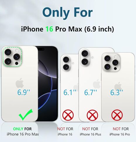 FNTCASE for iPhone 16 Pro-Max Case: Military Grade Drop Proof Protection Mobile Cover with Kickstand | Matte Textured Rugged Shockproof TPU | Protective Sturdy Phone Case - 6.9 inch Black in Saudi Arabia