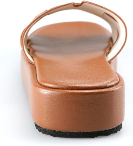 TOCONFFON Women's Flat Sandals Comfortable Platform Slides Sandals Casual Summer Beach Slip On Sandals with Soft PU Leather in Saudi Arabia