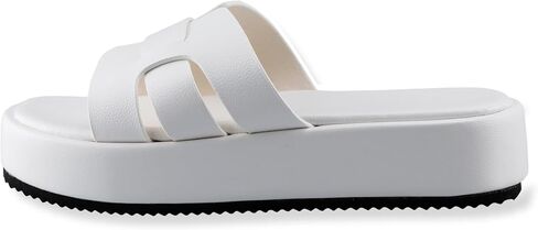TOCONFFON Women's Flat Sandals Comfortable Platform Slides Sandals Casual Summer Beach Slip On Sandals with Soft PU Leather in Saudi Arabia