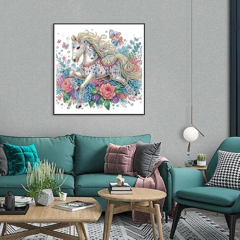 sjutouci الماس الفن مجموعات الرسم للبالغين، 5d الكلب والزهرة شكل خاص الفن الماس للمبتدئين، كريستال أحجار الراين النقاط حبة الفن للمنزل الجدار الديكور هدية 12 × 12 بوصة in Saudi Arabia