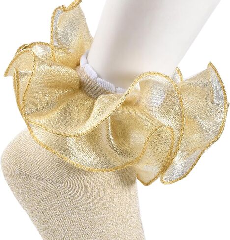 4 Pairs Girls Ruffle Socks Big and Shimmering Girls Lace Sock Ruffled Girls Dress Socks for Girl Toddler in Kuwait