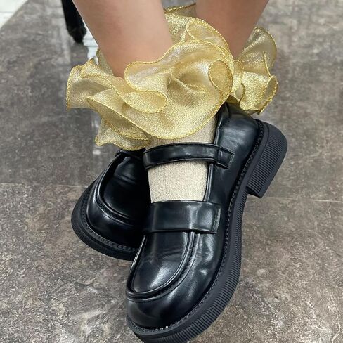 4 Pairs Girls Ruffle Socks Big and Shimmering Girls Lace Sock Ruffled Girls Dress Socks for Girl Toddler in Kuwait