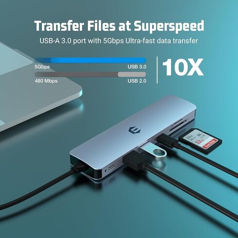 USB C HUB, 7 in 1 Laptop Hub Adapter with HDMI, 100W PD, 2 x USB 3.0,USB C 3.0, SD/TF Card Reader for Dell/HP/Lenovo/Laptop and Smartphone in Saudi Arabia