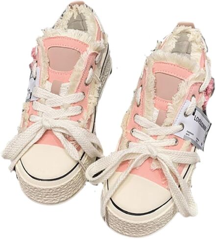 Floral Canvas Platform Shoes - Chunky Sneakers for Women, Aesthetic Platform Shoes, Kawaii Sneakers, Y2k Aesthetics in Saudi Arabia
