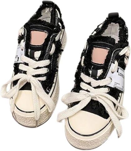 Floral Canvas Platform Shoes - Chunky Sneakers for Women, Aesthetic Platform Shoes, Kawaii Sneakers, Y2k Aesthetics in Saudi Arabia