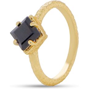iCarats 18k Yellow Gold Plated Onyx, Peridot, Iolite Ring Princess Cut 8x8MM Gemstone Birthstone Gold Vermeil 925 Sterling Silver - Size 7, 8