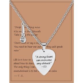 DAILI Quotes Guitar Pick Necklace, Stainless Steel Necklace for Men Women Taylor Music Lover Eras Tour Outfits Jewelry Accessories Inspired Fans Merch Gift Inspiration Necklace For Boy/Girl/Music Lovers