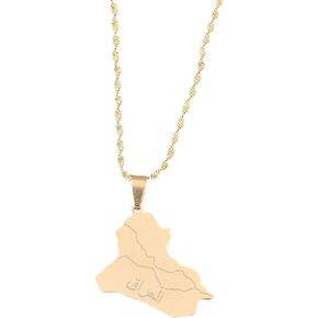 Stainless Steel Fashion Iraq Map Pendant Necklace Gold Color Map Of Iraq Jewelry