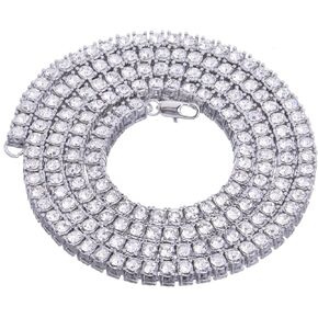 Men's Fashion Iced Lab Diamond 4 mm 22" Silver Plated Solitaire Tennis Chain Necklace