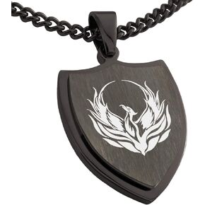 Stainless Steel Greek Mythology Cerberus Shield Pendant Necklace