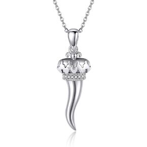 YAFEINI Italian Horn Necklace 925 Sterling Silver Italian Amulet Pendant Italian Amulet Gift for Men Women