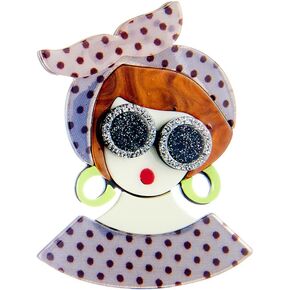 Fashion Cartoon Girl Acrylic Brooch Pin for Women Teen Girls Figure Pattern Pins Clip Backpacks Lapel Sweater Jackets Dress Suit Brooches Pins Personalized Jewelry Gifts Badge Accessories