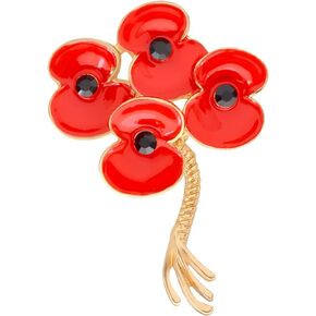 Poppy Brooch Pin Lest We Forget Red Poppy Flower Enamel Pin for Women Men Lapel Pins Memorial Day Veterans Day Remembrance Day Gifts