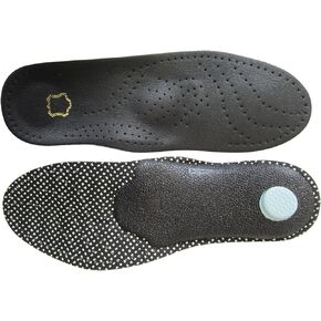 Leather Inserts for Women Arch Supports Insoles Flat Feet Plantar Fasciitis Thin Shoe Pads with Semi-Rigid Support Comfort Cushion Metatarsal Pain Relief, Womens 5-6.5 M US, Brown