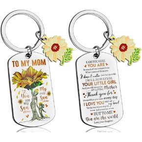 AOBIURV Mothers Day Gifts Keychain Gifts For Mom From Daughter Gifts For Mothers Day Birthday Gifts For Mom Best Mom Gifts Mother‘s Day Present You Are My Sunshine Keyring Necklace