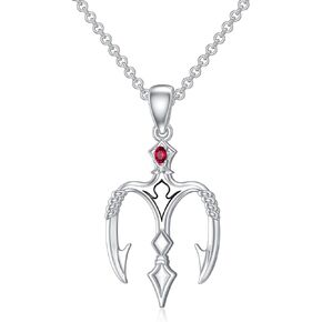 PROESS Sterling Silver Trident Necklace for Men Women Poseidon Necklace Ancient Greece Amulet Jewelry Birthday Christmas Gifts
