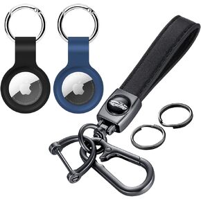 3 in 1 Leather Keychain for Men Women, Carabiner Key Ring Clip Car Key Chain With Anti Loss D-Ring