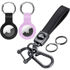 3 in 1 Leather Keychain for Men Women, Carabiner Key Ring Clip Car Key Chain With Anti Loss D-Ring