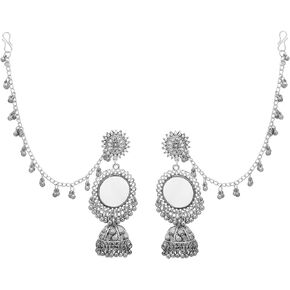 Jwellmart Indian Jewelry Wedding Bollywood Oxidized Silver Bahubali Jhumka Jhumki Jewelry Earrings For Women and Girls