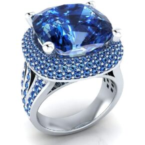 KOICCVQQ 925 الفضة الاسترليني قطع الزبرجد توباز خواتم الياقوت وعد العصابات الزفاف قطع مكعب زركونيا خاتم الخطوبة مطعمة قيراط الأزرق توباز خاتم الخطوبة (الحجم 7) in Kuwait