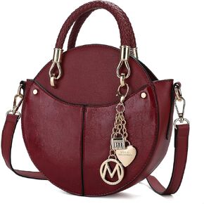 MKF Stylish Round Crossbody Bag for Women – PU Leather Wristlet Handbag – Lady Fashion Circle Messenger Purse
