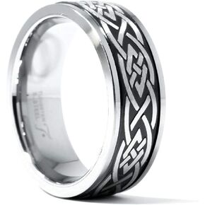 8mmTungsten Carbide Ring with Celtic Design, Personalize Your Ring (Size 8-13)