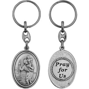 Vatican Art Saint Christopher Keychain | A for New Drivers or Confirmation | Pray for Us Inscribed on Back | Durable Pewter Metal | Christian Automotive